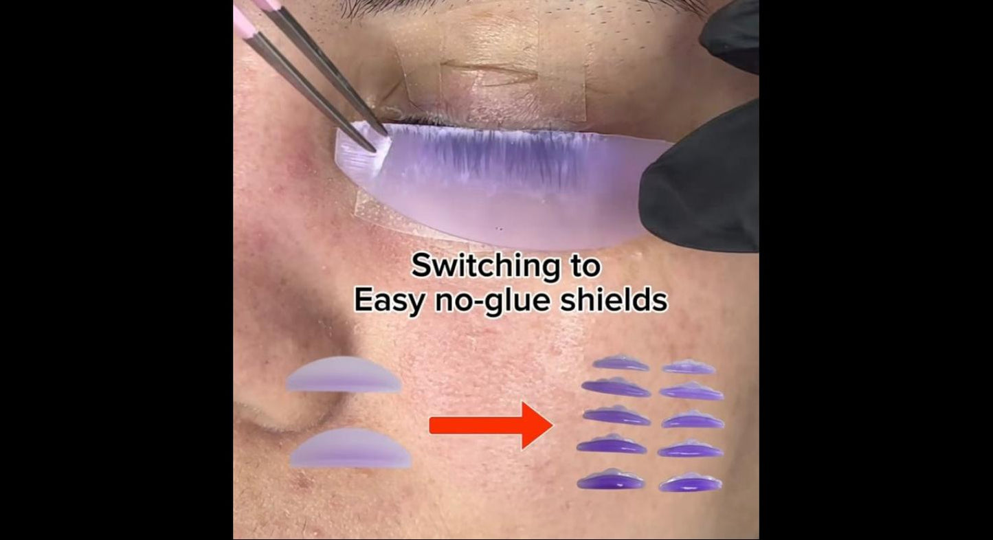 Easy no-glue shields - in use during lash lift - by Lifted Lounge