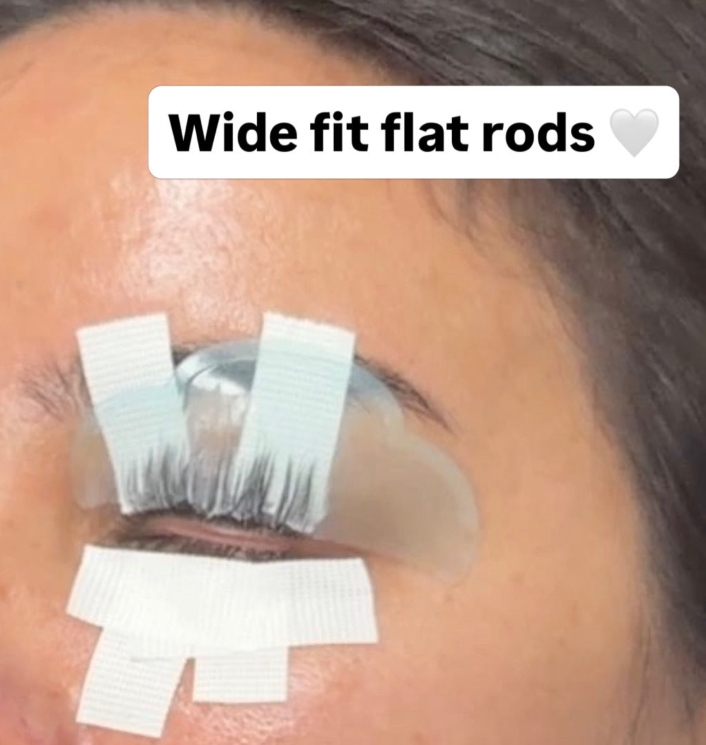 Wide Fit Flat Rods in use during a Korean lash lift by Lifted Lounge