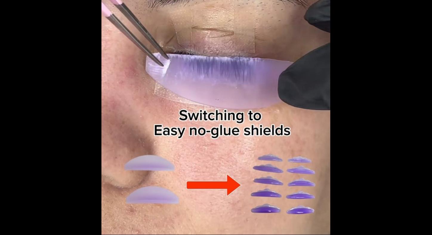 Easy no-glue shields - in use during lash lift - by Lifted Lounge